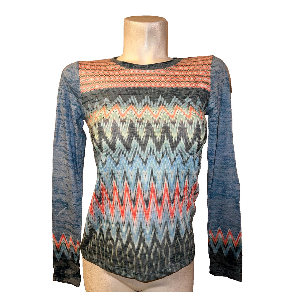 NWT PrAna Lottie Top Women's Size XXS Printed Long Sleeve Lightweight Shirt